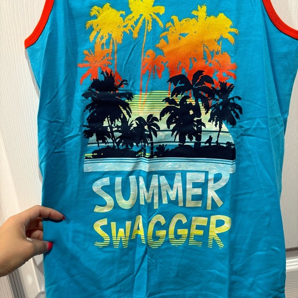 CIRCO Boy’s Summer Swagger Tank Top Shirt - blue / orange, size L (12/14) - Picture 2 of 4